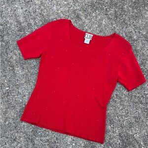Vintage Silk Clio Short Sleeve Tee with rime stones detailing size M